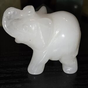 Mini Hand Carved White Jade Elephant Brings Luck To The Home!